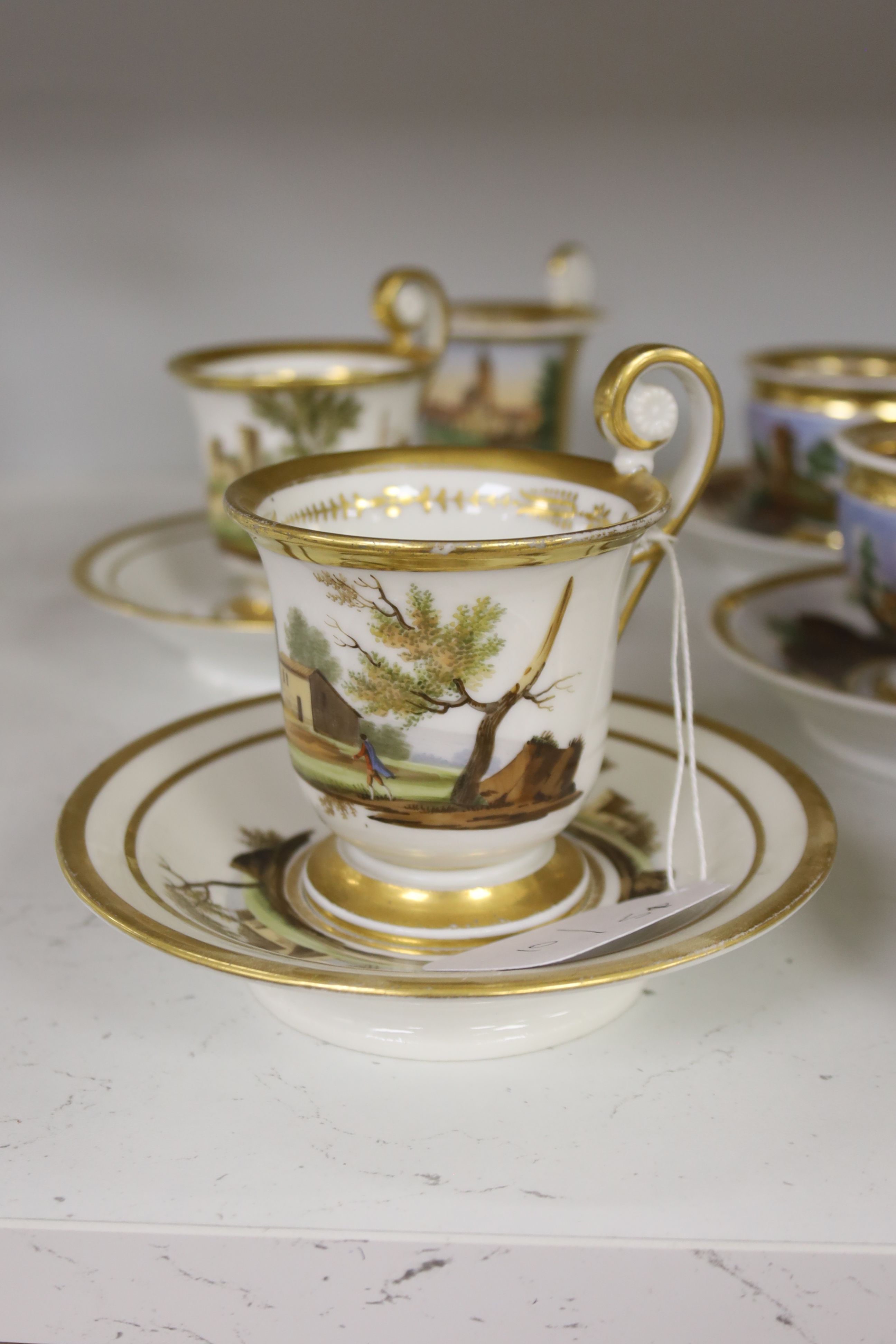 An early 19th centrury Paris area part tea set and other Paris area porcelain